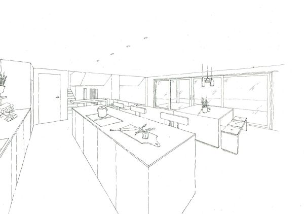 Innenperspektive Küche.